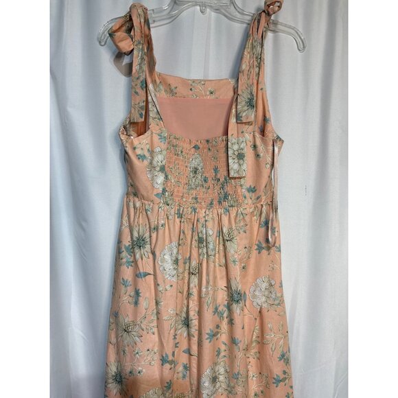 Gal Meets Glam Anthropologie Floral Maxi Dress Peach Tie Straps‎ Cotton Blend - Picture 5 of 7